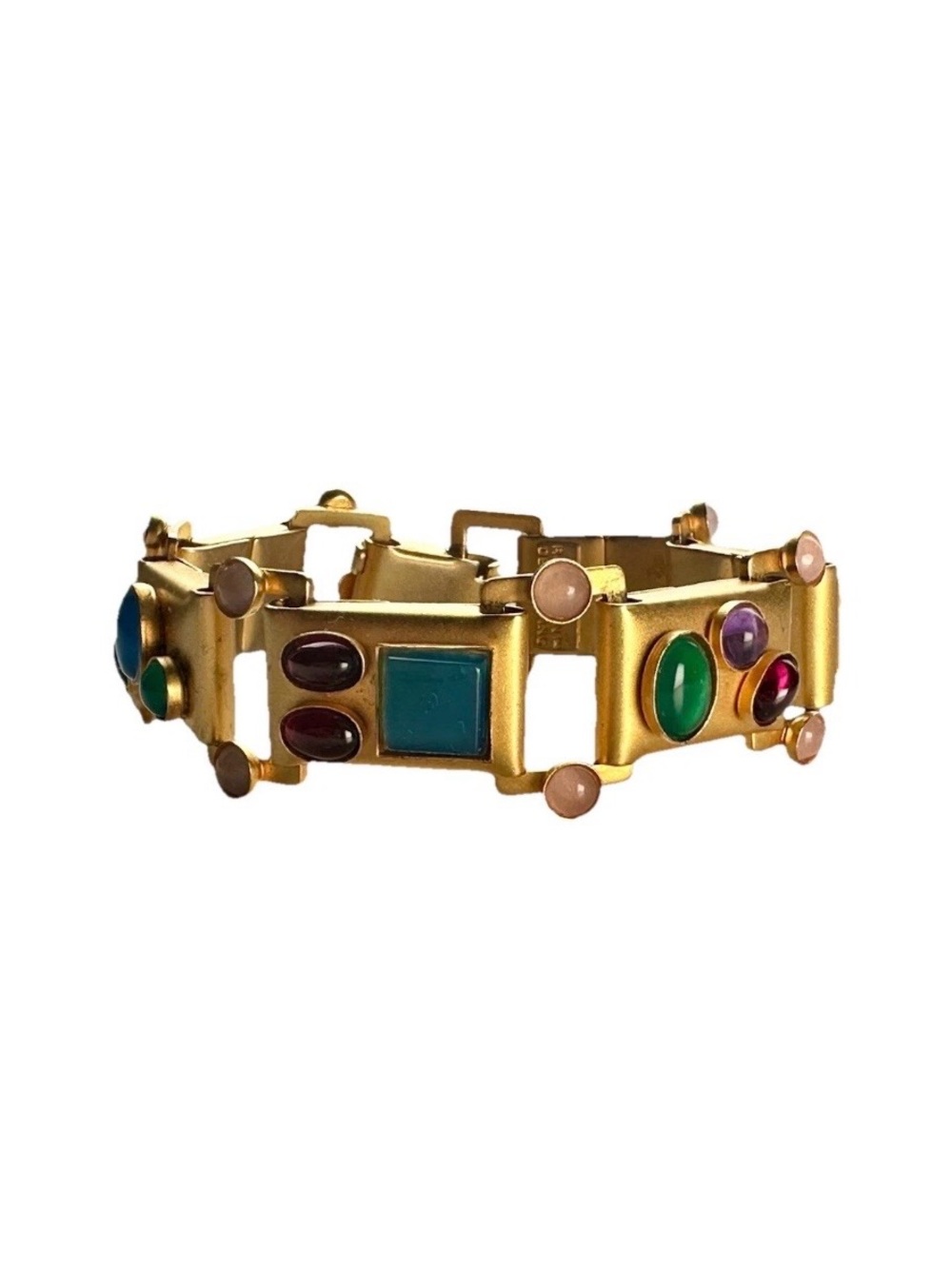 Vintage Gale Rothstein (Stamped) Semi-Precious Stones Gold Plated 7” Bracelet